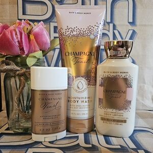 NWT Bath & Body Works Champagne Toast Bodycare Trio - Gold and Pink